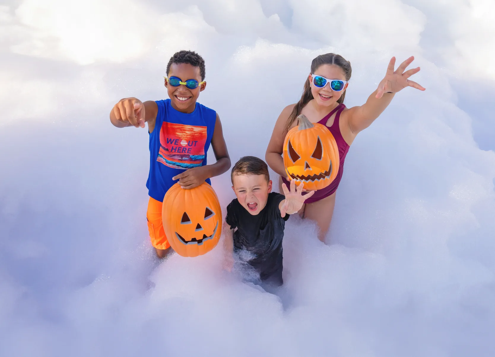 Foam party in a backyard